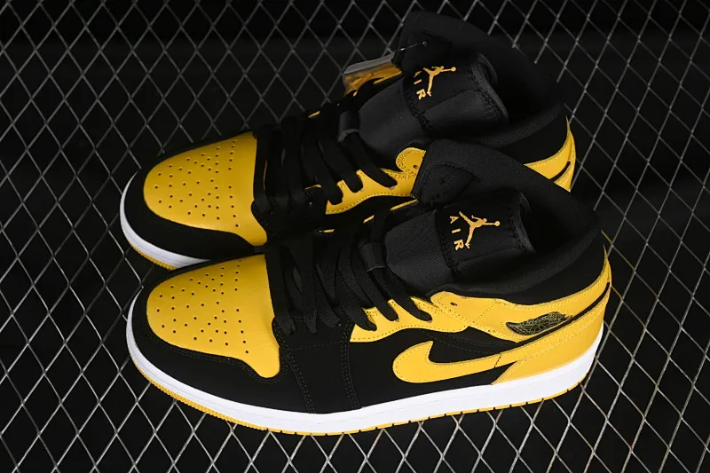 All categories Air Jordan Jordan series basketball shoes Air Jordan 1 Mid Air Jordan 1 Mid AJ1 Joe 1 black and yellow mid-top cultural and casual sneakers HJ6654-071